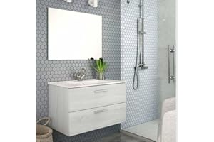 Aquore Mueble de Baño Suspendido con 2 Cajones, Mallorca, Incluye Lavabo Cerámico | Conjunto de Baño Mallorca Suspendido (Hibernian, 100 x 45 x 48 cm)