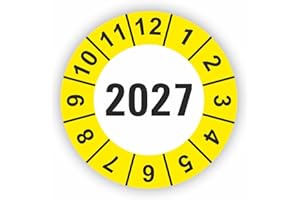 ‎FASSBENDER-DRUCK PRÜFPLAKETTEN Fassbender-Druck PRÜFPLAKETTEN - Hochwertige Prüfetiketten JAHRESPLAKETTE 2027 Ø 20mm - Selbstklebende PVC-Folie - Wartungsetiketten für Prüfung - Prüfplakette für Prüfungsnachweis (90 Stück)