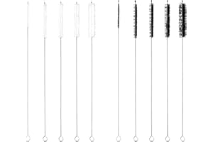 NIUQIGE Lot de 10 Brosses 30cm de Nettoyage en Nylon pour Goupillon Bouteille, Paille, Tuyau à Lait, Tubes à Essai, Théière - Idéal pour Gourde, Pailles - Set Complet pour Nettoyer en Profondeur