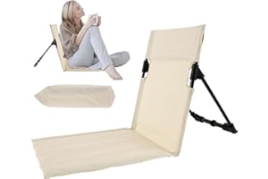 BOBASH Chaise de plage pliable portable, transats portables, dossier réglable et sac de transport, 39 x 37 x 42 cm, matelas de plage pliable, pour camping, plage (beige)