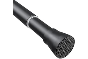 ZIPGLO Extendable Curtain Poles Shower Curtain Rail 70-130 cm Tension Rods for Curtains Shower Curtain Rod Shower Curtain Pole Tension Rod Curtain Poles No Drilling Black 1Pcs Diameter:22 mm