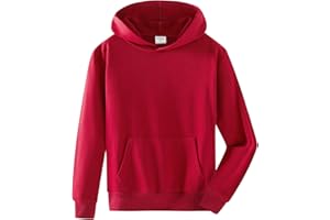 Spring&Gege Boys' Hooded Pullover, Sweatshirt, Basic Plain Cotton Hoodie for Children (3-12 Years)