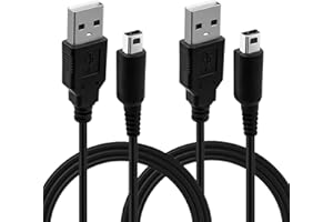 Mcbazel 2Pcs USB Power Charger Cable - 1.2M for Nintendo DSI/3DS/3DS XL/NEW 3DS/New 2DS XL/2DS - Black