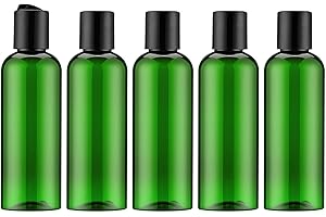 LIVFA Flacone da Viaggio Vuoto da 100ml, Contenitore a Prova di Perdite, Flaconi Ricaricabili con Etichetta per Shampoo, Lozione, Cosmetici (5 Pezzi, Verde)