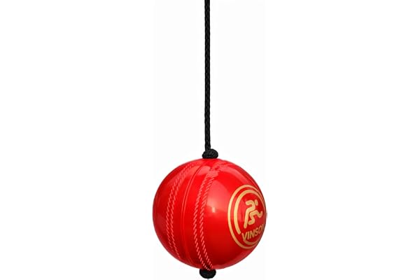 VINSON Synthetic Hard PVC Hanging Cricket Rope Ball for Match Practice Training - Red Easy to Hang & Ideal for Indoor and Outdoor Bat Knocking Training Standard Size for Realistic Experience