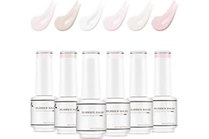 Nicedeco 4 en 1 Juego de gel base de goma para uñas, Nude Rose Pink Sheer Color Gel Nail Polish UV LED Soak Off, Goma elástica Nail Strengthen Enhance Base Coat 6 x 8ml-Vegano Set 33