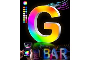 KIMIMARA Luci a LED con lettere alfabeto – Luce a LED con alimentatore USB, controllo app musica sincronizzabile per compleanno, Natale, matrimonio, feste, San Valentino e festival, decorazione（G）