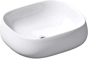 doporro Lavabo sobre encimera blanco de cerámica diseño 46 cm de Ancho Brüssel5104