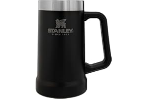 ‎STANLEY Stanley Adventure Vacuum Stein 709 ml - Thermobecher Mit Henkel Hält Bier Für 7 Stunden Kalt - Vintage-Inspirierte Thermo Bierkrug - Spülmaschinenfest - Matte Black