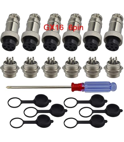 Connecteurs Aviation GX16 16mm - Lot De 5 Paires - 4 Pins - Mâle Et Femelle