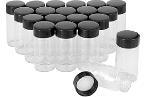 Pxyelec 20 ml klare Glasprobenfläschchen, 20pcs Klarglas Probe Fläschchen Mini leere Flüssigkeit Glasflaschen Labor Fläschchen Container mit Schraubverschluss