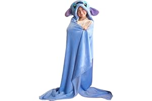OHS Stitch Hooded Blanket, Soft Cosy Warm The Grinch Hoodie Blanket Officially Licensed Fleece Wearables Grinch Stich Gifts for Girls Boys Kids Perfect for Christmas - 120 x 100cm
