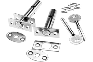 F SEASON 2pcs Security Door Bolts with Fitting and Key Secure Deadbolt Lock Silver