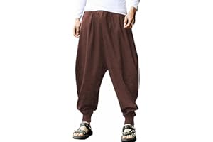 AITFINEISM Pantaloni Harem da Uomo Comodi Pantaloni Elastici in Vita Moda Tinta Unita Casual Yoga Hippies Pantaloni