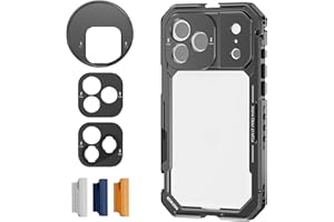 NEEWER Phone Käfig Cage Kompatibel mit iPhone 17 Pro Max, Schnellwechsel Video Rig Handy Stabilisator Zubehör mit 67mm Filterring, 17mm Objektivrückplatte, T Mount Adapter, PA144 (Schwarz)
