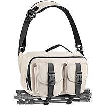 TAAOKA Camera Sling Bag, SLR/DSLR Camera Case met statief houder, waterdichte camera schouder crossbody tas voor fotografen, Koffie, 12.6 x 5.1 x 7.8 inches, Modieus