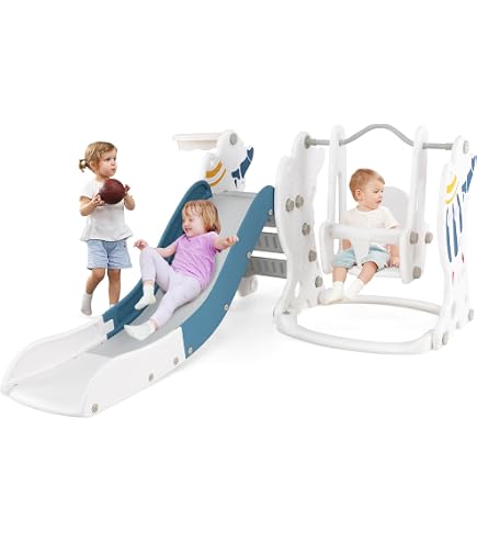 Froadp Scivolo 8 In 1 Per Bambini Da 1 Anno – Interno/Esterno, Con Scaletta, Tunnel, Canestro E Telescopio, Portata 50 Kg - 4
