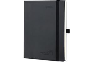 ‎POPRUN POPRUN Kalender 2024 Wochenplaner 22 x 16,5 cm, 12-Monate-Terminplaner (Jan.2024-Dez.2024), Planer Softcover mit PU-Leder, 100 GSM FSC®-Zertifiziertem Papier - Schwarz