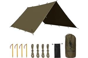 FREE SOLDIER Tarp Wasserdicht 3 * 3m Ultraleicht Zeltplanen UV Schutz Camping Sonnensegel Zelt Freien Große-Tarp für Camping, Wandern, Outdoor-Aktivitäten(Olivgrün)