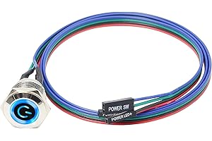 XMSJSIY Chasis Switch Host Metal Button, Computer Host Switch Cable PC Case LED Power Button ATX Supply On/Off para DIY Computer Switch 60cm - 1pcs (12mm)