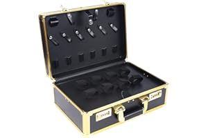 GMSLUU Valigetta portatile per stilisti il trasporto la conservazione Valigia Parrucchiere,Barber Stylist Salon di forbici, organizer grandi parrucchieri con nero lucchetto (oro)