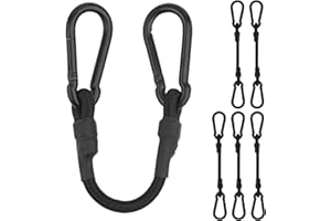 LTSTORE Corde Elastiche,6 Pezzi Cinghie Elastiche con Moschettone Elastici con Ganci 30CM per Portapacchi,Auto,Moto,Bici,Telo,Nero.