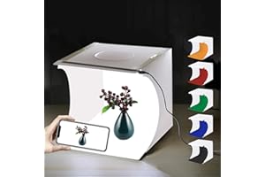 PULUZ Mini boîte à lumière Portable pour Studio Photo, 20 cm, boîte à lumière Blanche Pliable avec 20 lumières LED + 6 Toiles de Fond pour l'affichage du Produit