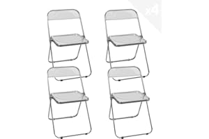 KAYELLES Lot de 4 chaises Pliables Pliantes Transparente métal Chrome Design rétro Vintage RAMA (Cristal)
