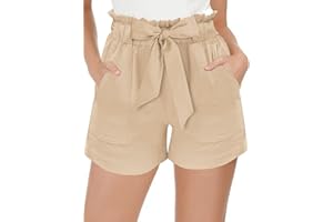 JFAN Short d'Été Femme Taille Haute Élastique Bermudas Shorts avec Poches Short de Survêtement Léger Casual Jogging