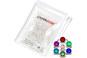 Chanzon 100 piezas 5mm RGB Multicolor Parpadeo rápido Sombrero de paja Luces de diodo LED (Lente transparente transparente) Componentes electrónicos Diodos emisores de luz