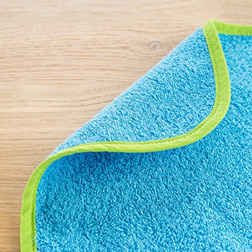 2er Set Riesen Baby-Lätzchen mit Druckknopf / 30×46 cm/ Schadstoffgeprüft nach Öko-Tex Standard 100 / Frottee – 100 % Baumwolle – Grün Blau - 2