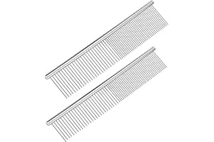 Voarge 2 Pezzi Pettine per animali domestici in acciaio inossidabile, Pettine da toelettatura per Gatto di Cane, Riduce Perdita del Pelo, per Cani e Gatti Grandi, Medi e Piccoli