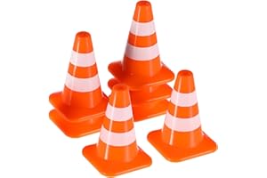 STOBOK 7Pcs Miniature Traffic Cones for Kids Mini Training Roadblock Cones for Educational Learning Toys Multipurpose Construction Theme Party Sports Activity, Orange