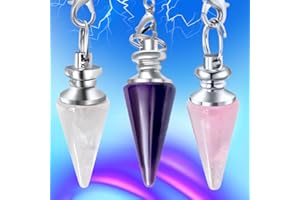 MAJESTIC'S Péndulo de Adivinación de Radiestesia Profesional - Pack x3 AMATISTA, CRISTAL DE ROCA y CUARZO ROSA [Satisfacción o Reembolso DE POR VIDA]