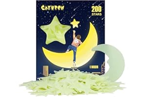 3D Leuchtsterne, CAYUDEN 201pcs Leuchten im Dunkeln Sterne Aufkleber für Decke Sterne und Mond Leuchtsterne Plastik Wandaufkleber für Decke Wandtattoo Kinderzimmer Sternenhimmel Raumdekoration