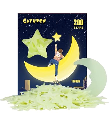 Wandtattoo Rehe Mit Sternen – Nachleuchtend, Fluoreszierend, Für Kinderzimmer Und Deko, Inkl. 2 Rehe & 43 Teile