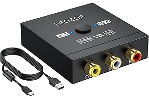 PROZOR Convertisseur RCA vers HDMI 1080P Adaptateur AV pour Wii/PS2/PS1/N64 Switch 4:3/16:9 Idéal Jeux Rétro et DVD