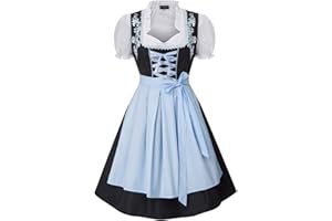 SCARLET DARKNESS Abito tradizionale Dirndl da donna, per Oktoberfest, 3 pezzi, per Oktoberfest