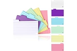 ONSOLO 150 PCS Tabbed Index Cards, A6 Lined Revision Stationary Flashcards 70x125mm Assorted Colours Flash Cards and Tabs Cue Durable Paper for Office School Learning Note Taking to-Do Lists, Only Cards