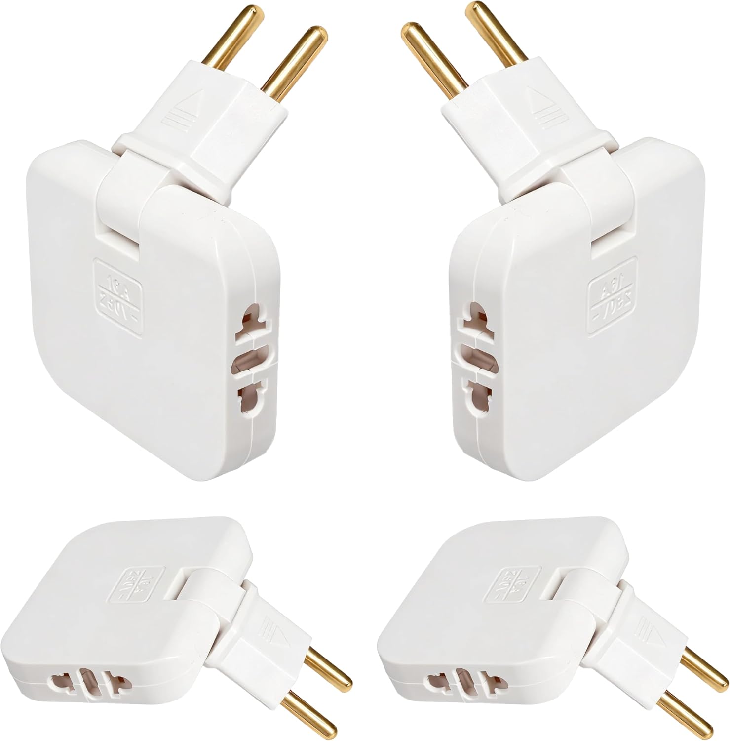 4 Piezas Ladrón Enchufe Plano de Pared con 3 Tomas, Adaptadores Giratorios 180° Ultraplanos, Multiplicador Enchufe para Viajes y Uso Doméstico, Compatibles con Enchufes Europeos y Americanos