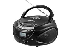 G Keni Lecteur CD Portable Boombox avec Bluetooth, Radio AM/FM, Support CD Boombox USB, SD, MMC, Entrée Aux, Prise Casque, Son Stéréo à Volume, Écran LCD, Alimentation et Batterie