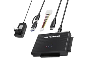 LUIRSAY SATA auf USB 3.2 Adapter für 2,5" und 3,5" SATA HDD und IDE-Festplatte, unterstützt 6TB, inklusive 12V 2A Netzteil, USB-Kabel und SATA-Kabel