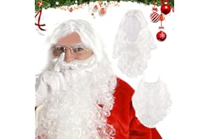 XLZJYIJ Weihnachtsmann Bart und Perücke, Weiße Santa Beard und Perücke Set, perücke und Bart Set Deluxe, Weihnachtsmann bart, Erwachsene weihnachtsmann Kostüm Accessoires, Weihnachten