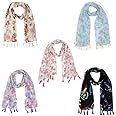 SAHIL SCARF Premium Multicolor Scarf Lightweight & Comfortable for All Seasons Combo of 5 (180x55cm)