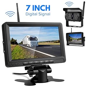 Telecamera Retromarcia Wireless per Auto con 7 Pollici Monitor LCD, Digitale Assistenza al Parcheggio, Impermeabile IP68 Senza Fili Telecamera di Backup Kit Visione Notturna per Camper