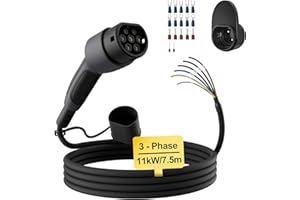 ‎DÉ dé Typ 2 Ladekabel offenes Ende 11kW [3-Phasen| 7,5m| 16A] Freiem Kabelende für Wallbox/Ladestation Ersatzkabel