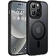 Elzzi Magnetic Cover for iPhone 14 Pro Max Case [MIL-Grade Drop Tested & Compatible with MagSafe] Translucent Matte TPU + Hard PC Back Cover, Anti-Scratch Shockproof Phone Case (6.7 Inch, Black)