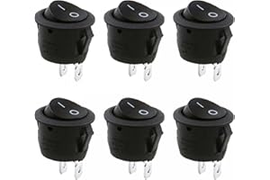 FUCHSWERK 6x Kippschalter Wippschalter 2 polig rund, Rot Schwarz Weiß ON/OFF 6A/250V Kunststoff push Button Switch | schwarz