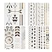Teenitor 12 Sheets Metallic Temporary Tattoos Waterproof Flash Tattoos Metallic Henna Tattoos - 230+ Designs Temp Tattoos Sticker for Women & Girls - Arrows Feathers Bracelets Wrist & Arm Bands(Gold Silver Black)