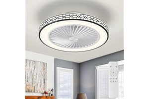 LMISQ Low Profile Ceiling Fans with Lights and Remote, 20" Modern Enclosed Ceiling Fan with Light, Reversible Airflow Fan Light with 3000-6000K Dimmable&6 Speeds,Flush Mount LED Fan Ceiling for Bedroom